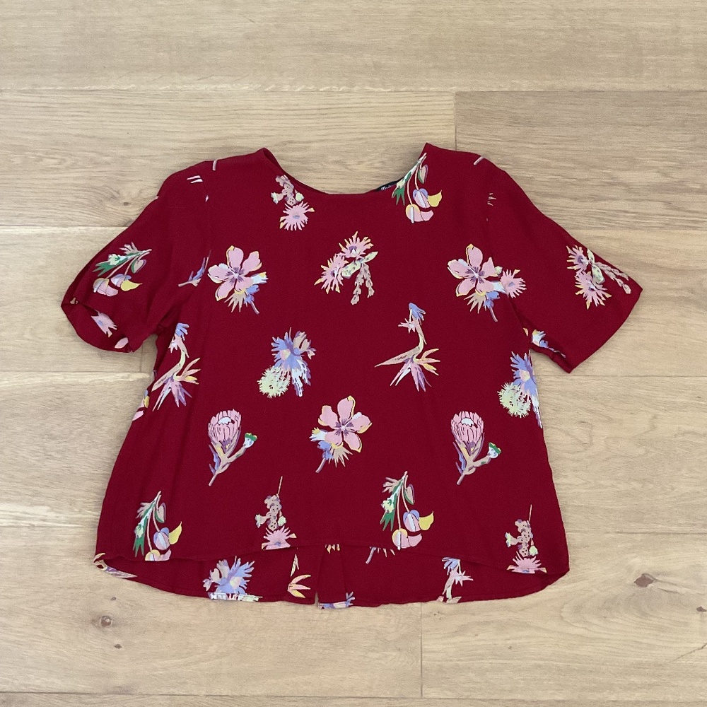 Madewell Red Floral Blouse